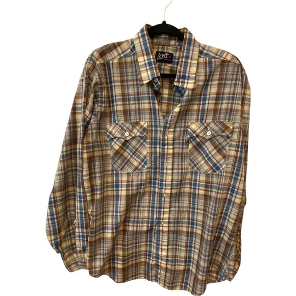 Levis Button Up Shirt Multicolor Plaid‎ Mens Size XL Western Cowboy Ranch Rodeo - Picture 1 of 6